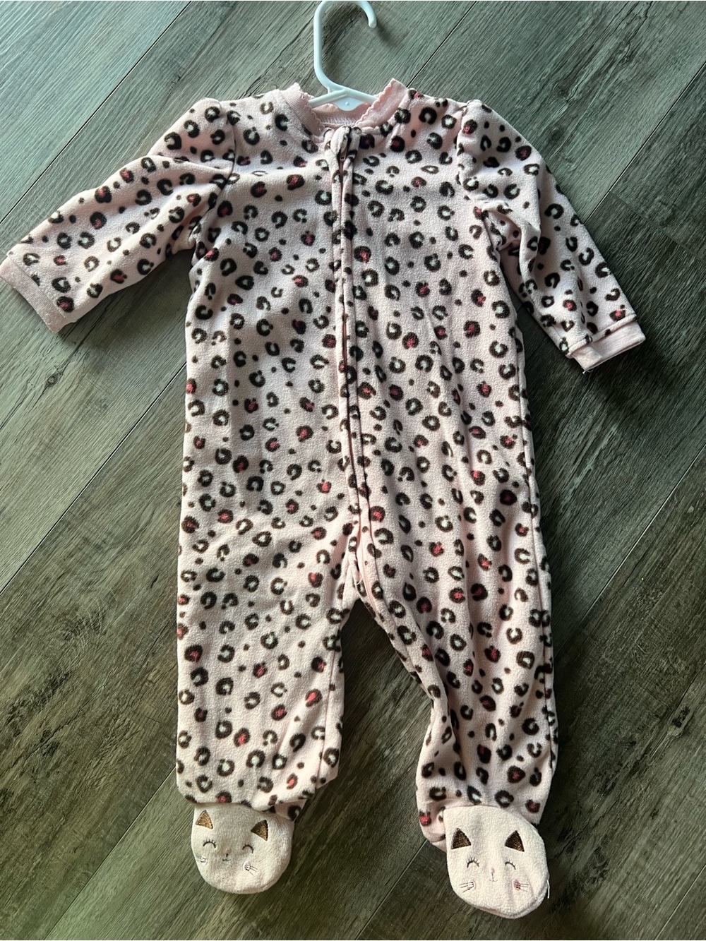 Little Me Pink Leopard Fleece Footed One-Piece